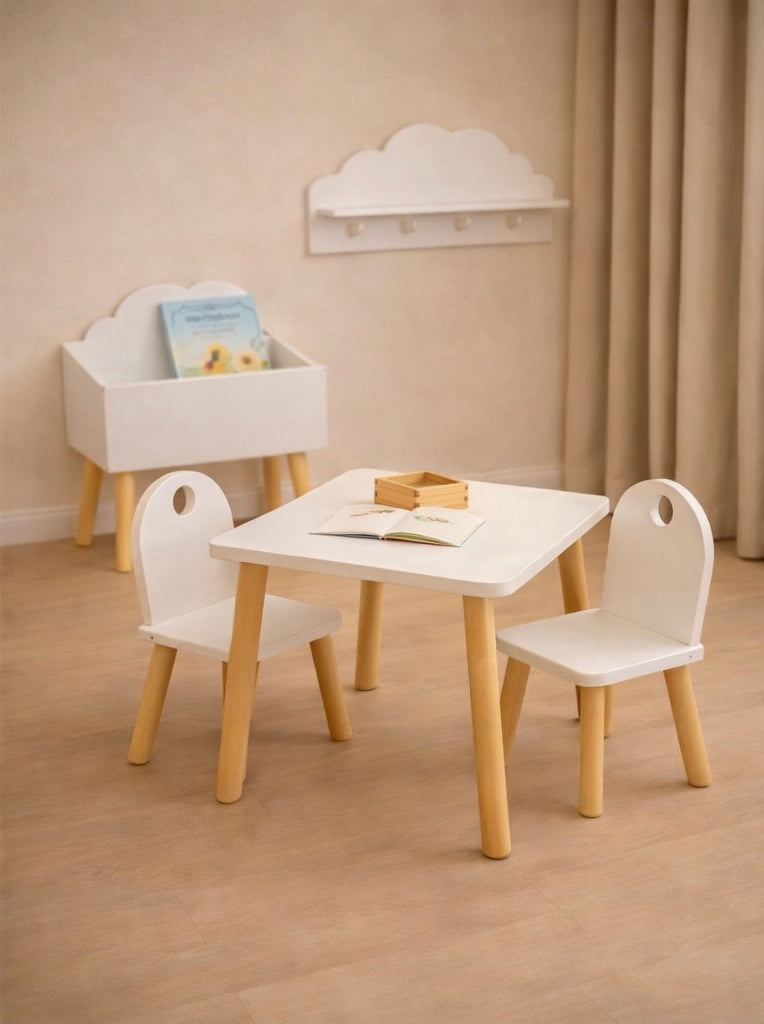 Conjunto Infantil Mesa & Dos Sillas “Little Moments” | Diseño nórdico y funcional