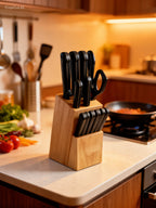 Set de cuchillos de cocina 13 piezas con bloque de madera