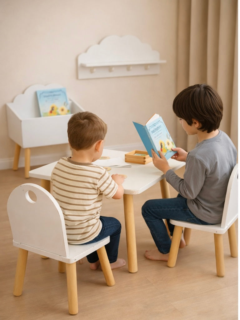 Conjunto Infantil Mesa & Dos Sillas “Little Moments” | Diseño nórdico y funcional