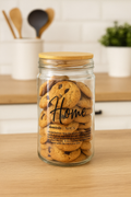 Tarro de vidrio “Home” con tapa de bambú – 1000 ml - Style Home Shop